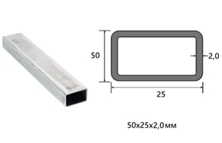 Труба профильная прямоугольная 50×25×2,0 мм